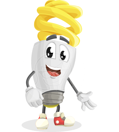 Energy Saving Light Bulb Cartoon Vector Character AKA Bulby Lightson
